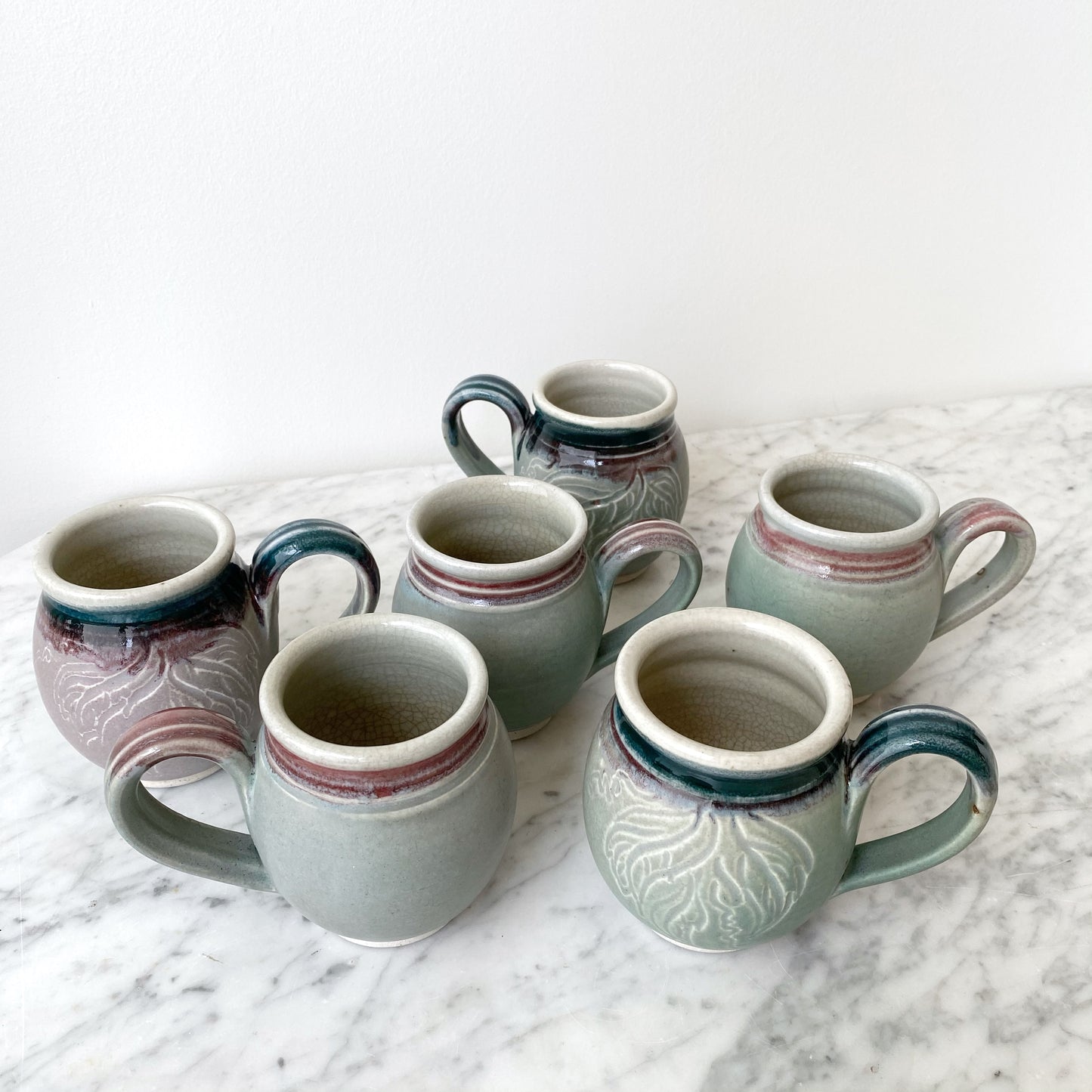 Set of 6 Handcrafted Pottery Mugs