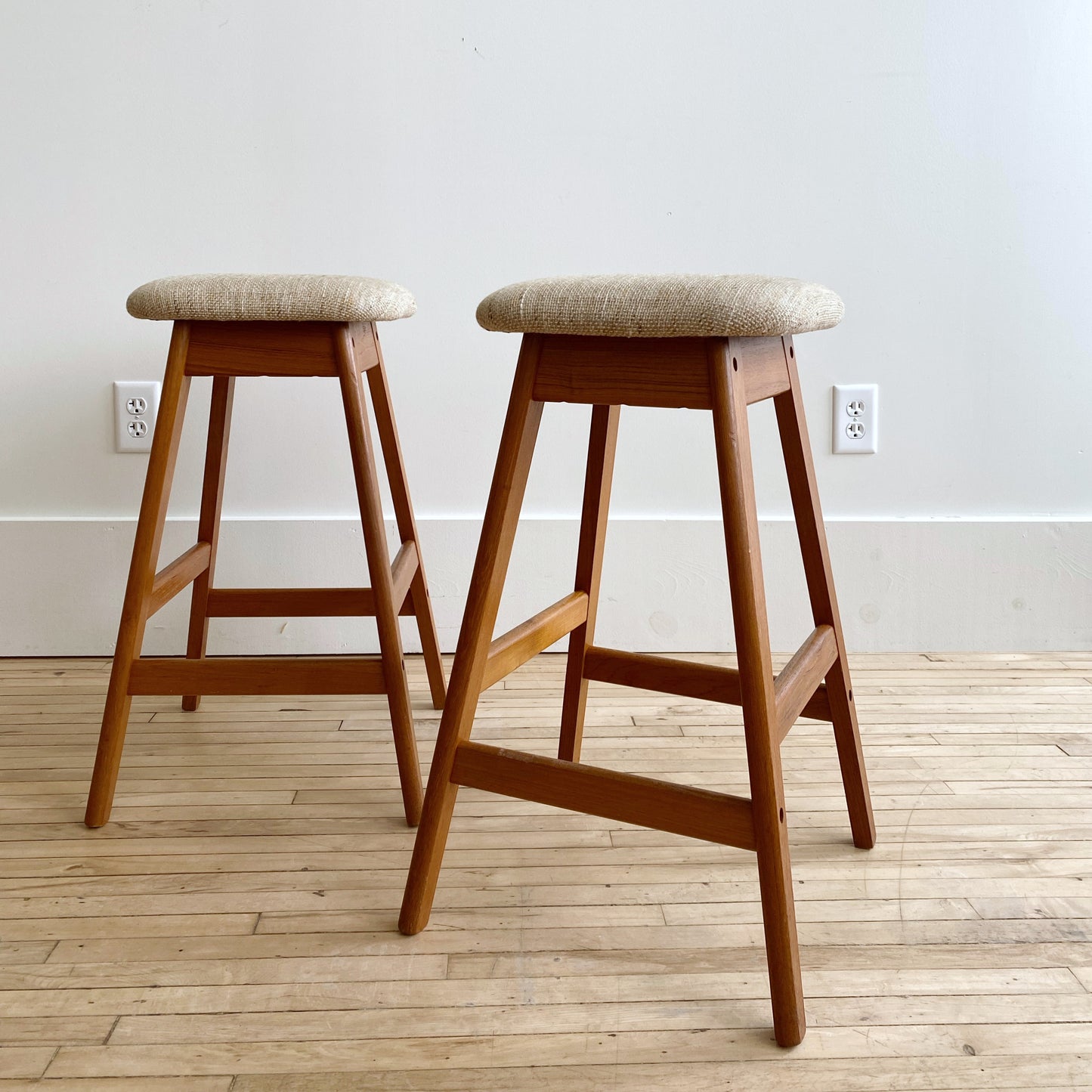 Pair of Vintage Teak Stools By Vamdrup Stolefabrik