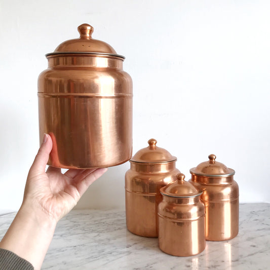 Set of Vintage Copper Kitchen Canisters