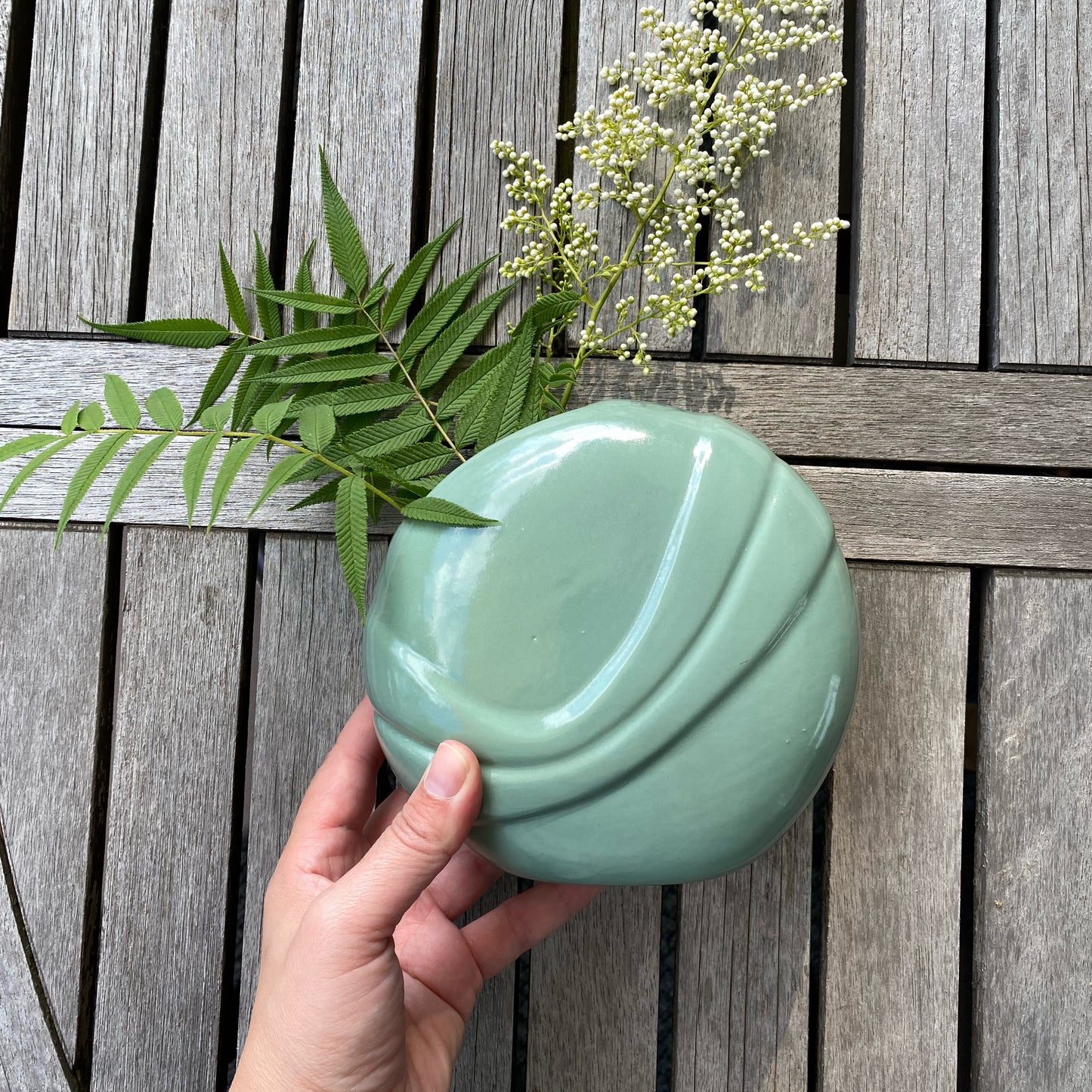 Vintage 80’s Minty Green Ceramic Vase