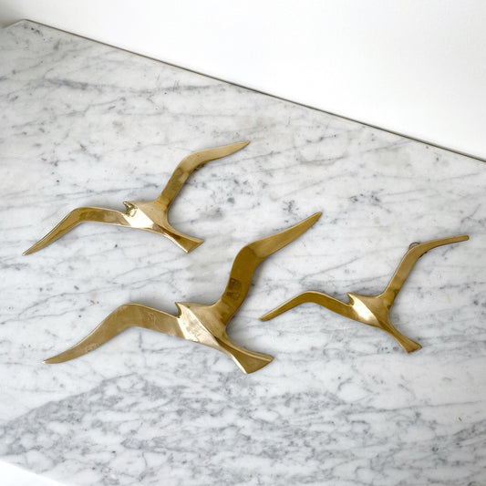 Set of Vintage Solid Brass Seagulls