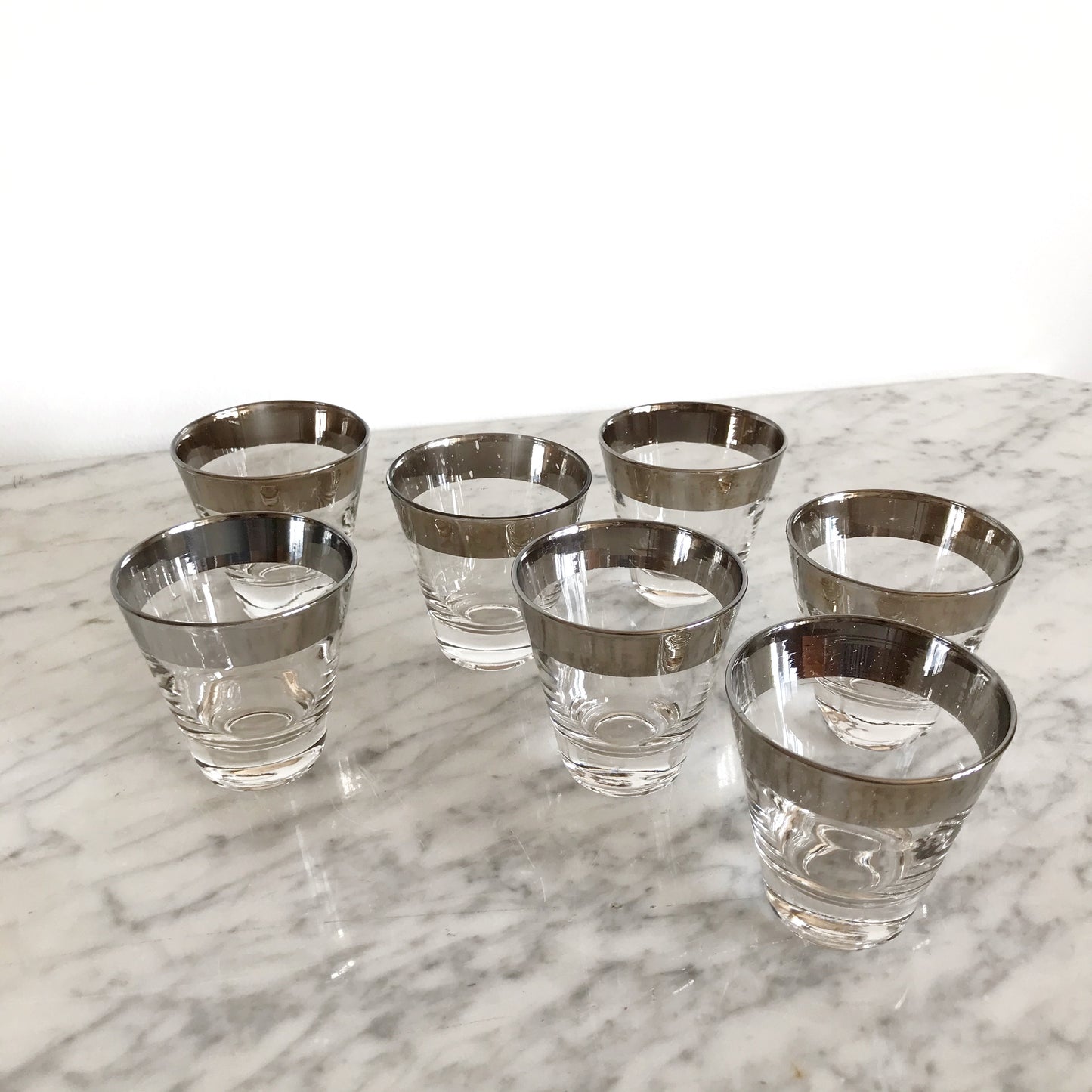 Set of 7 Vintage Silver Ombré Shot Glasses