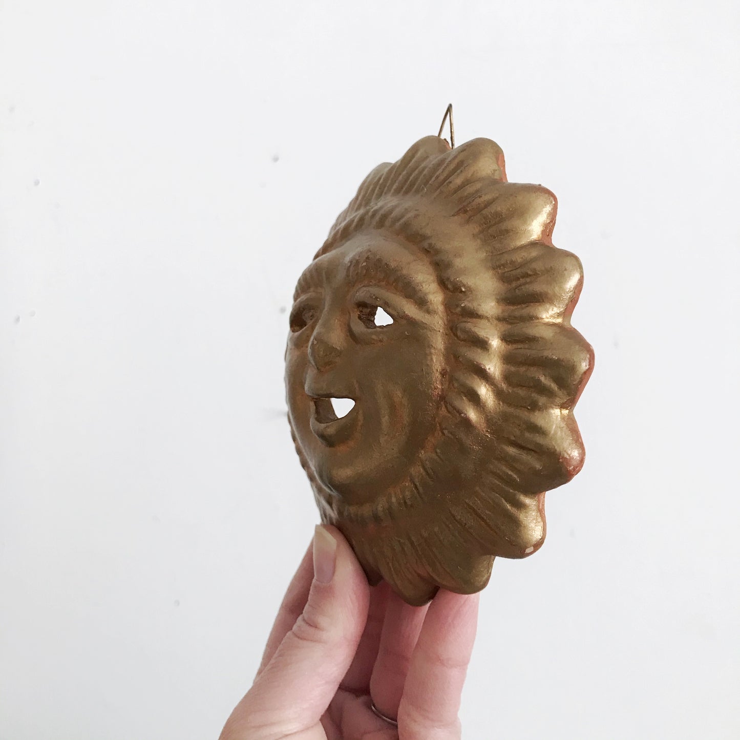 Vintage Golden Terracotta Sun Wall Hanging