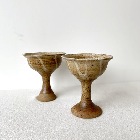 Pair of Vintage Pottery Goblets