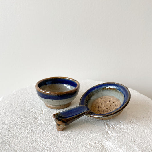 Vintage Stoneware 2-Piece Tea Strainer