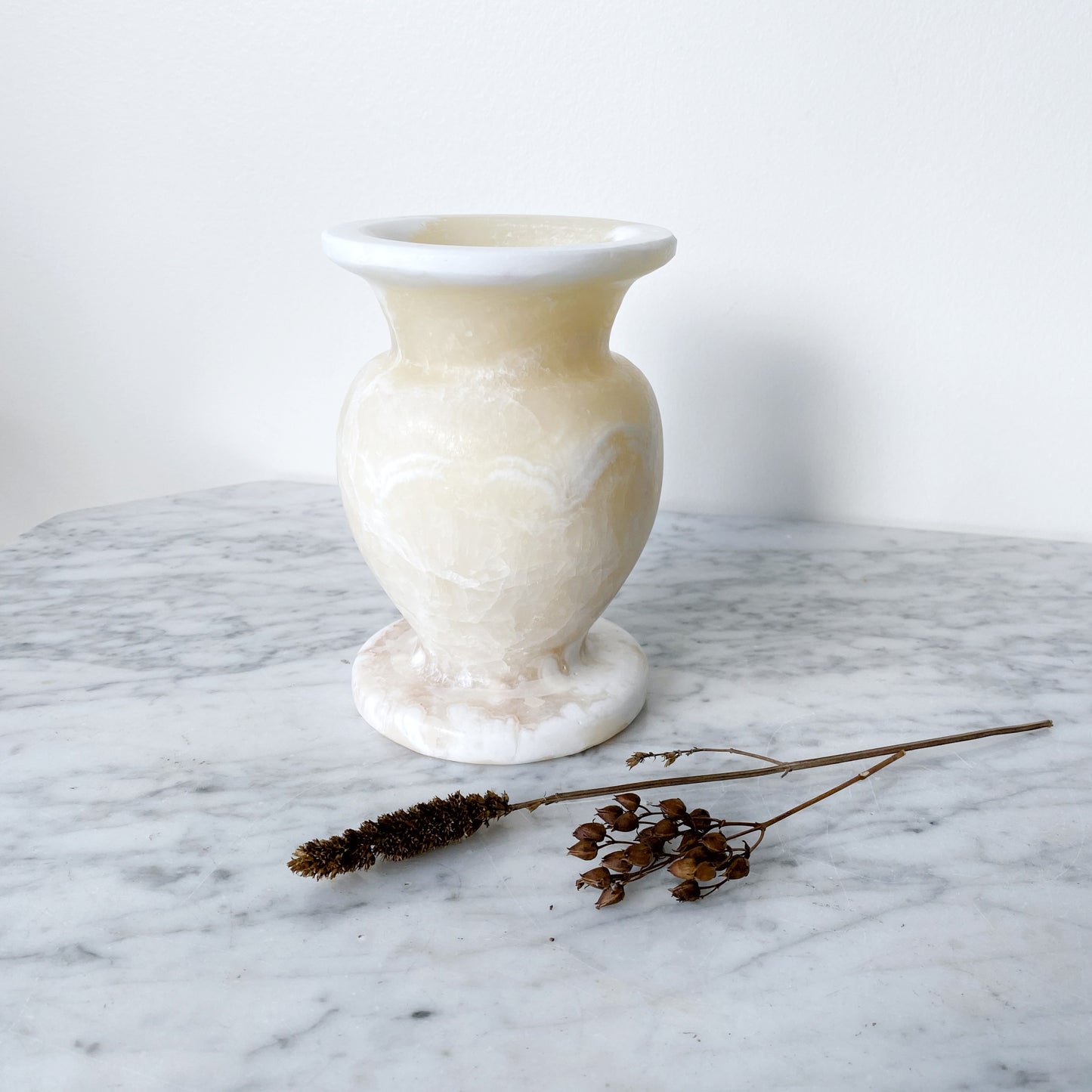 Vintage Onyx Marble Vase, 6.25”