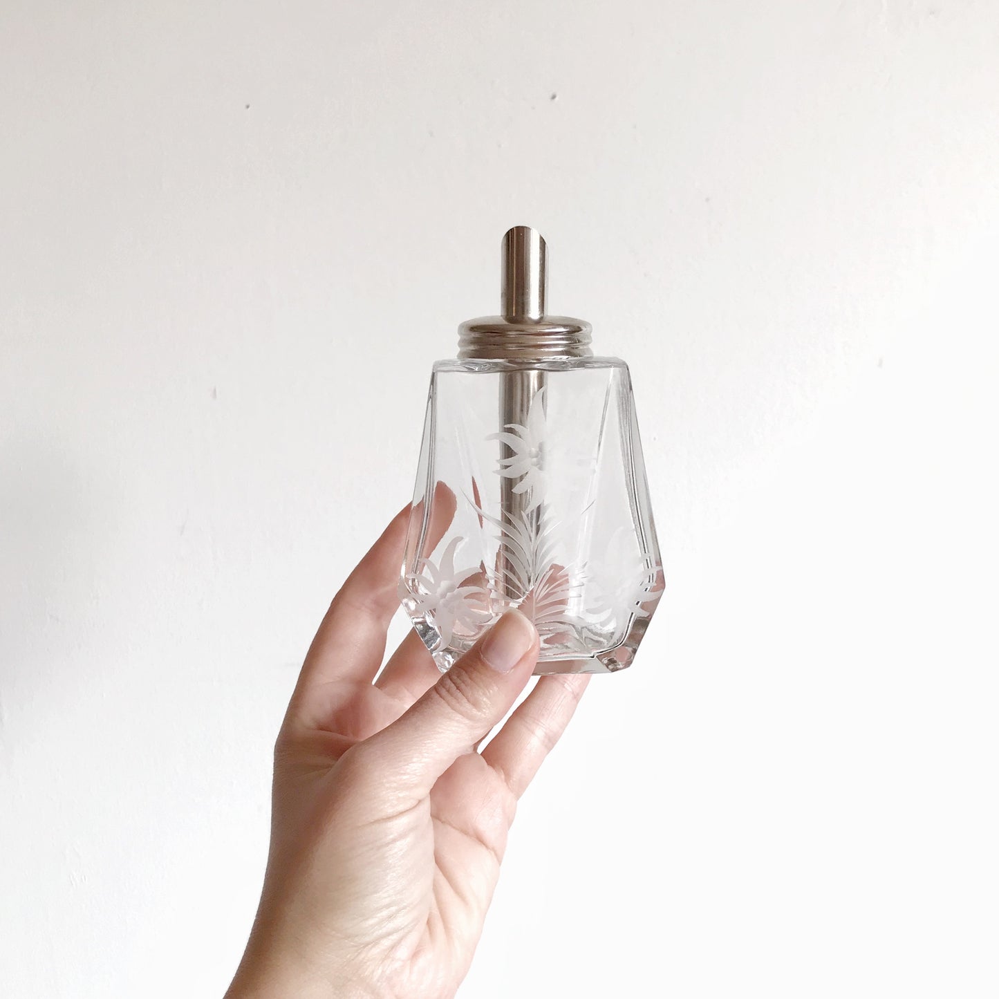 Vintage Etched Glass Bottle / Decanter