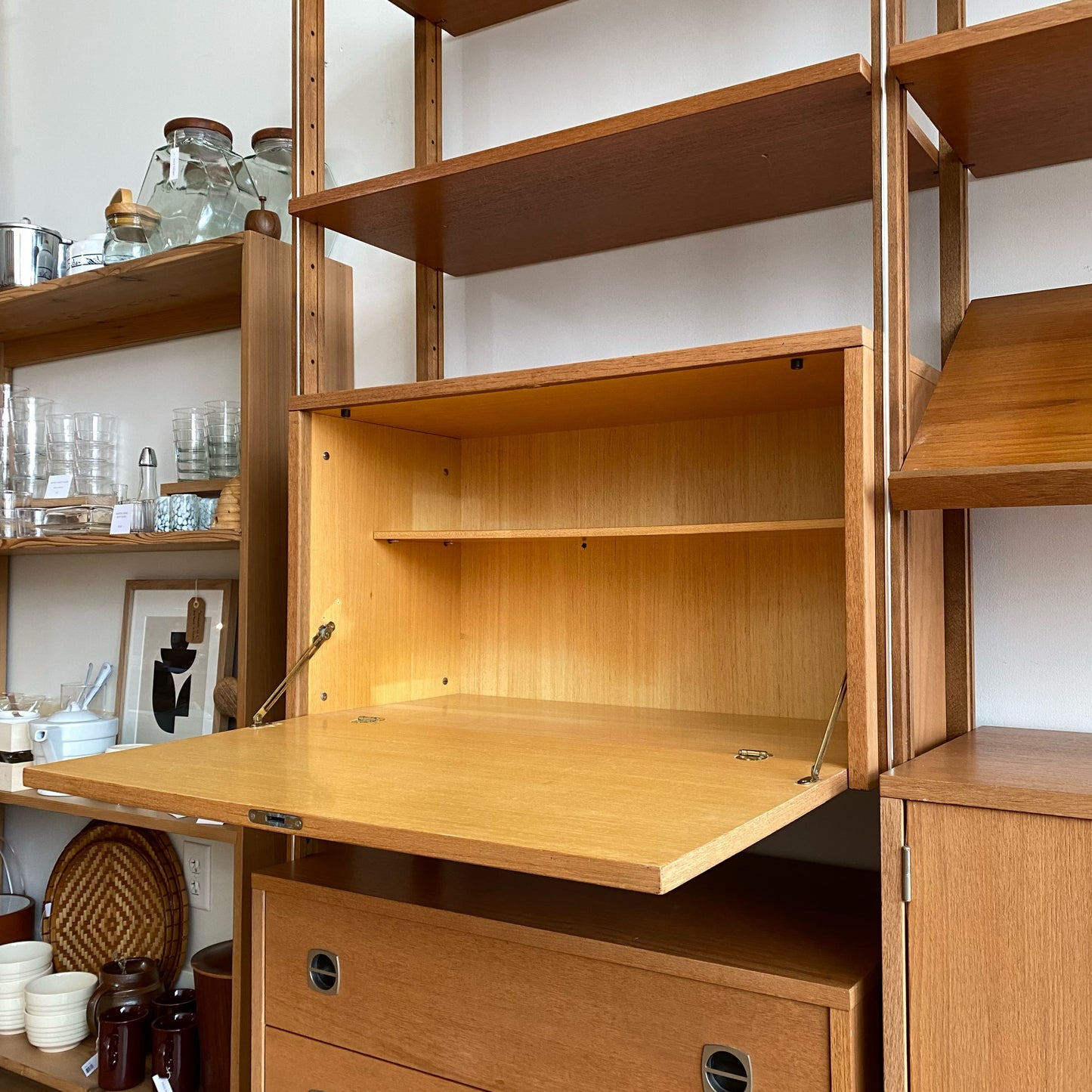 Vintage Modular Teak Desk Wall Unit