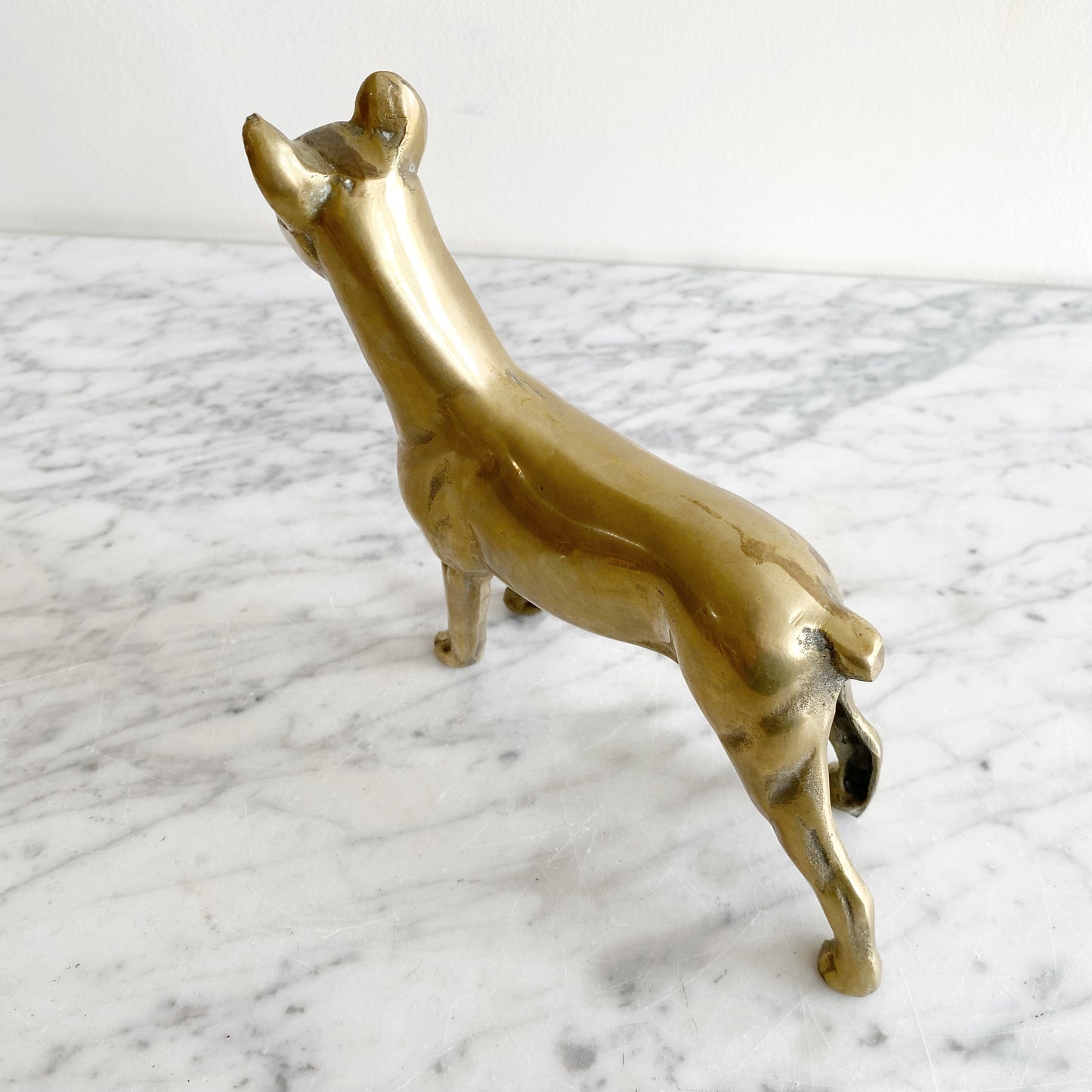 Large Vintage Brass Dog: Doberman Pinscher