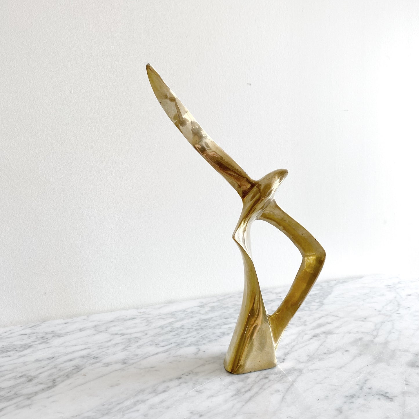 Vintage Minimalist Brass Seagull Sculpture