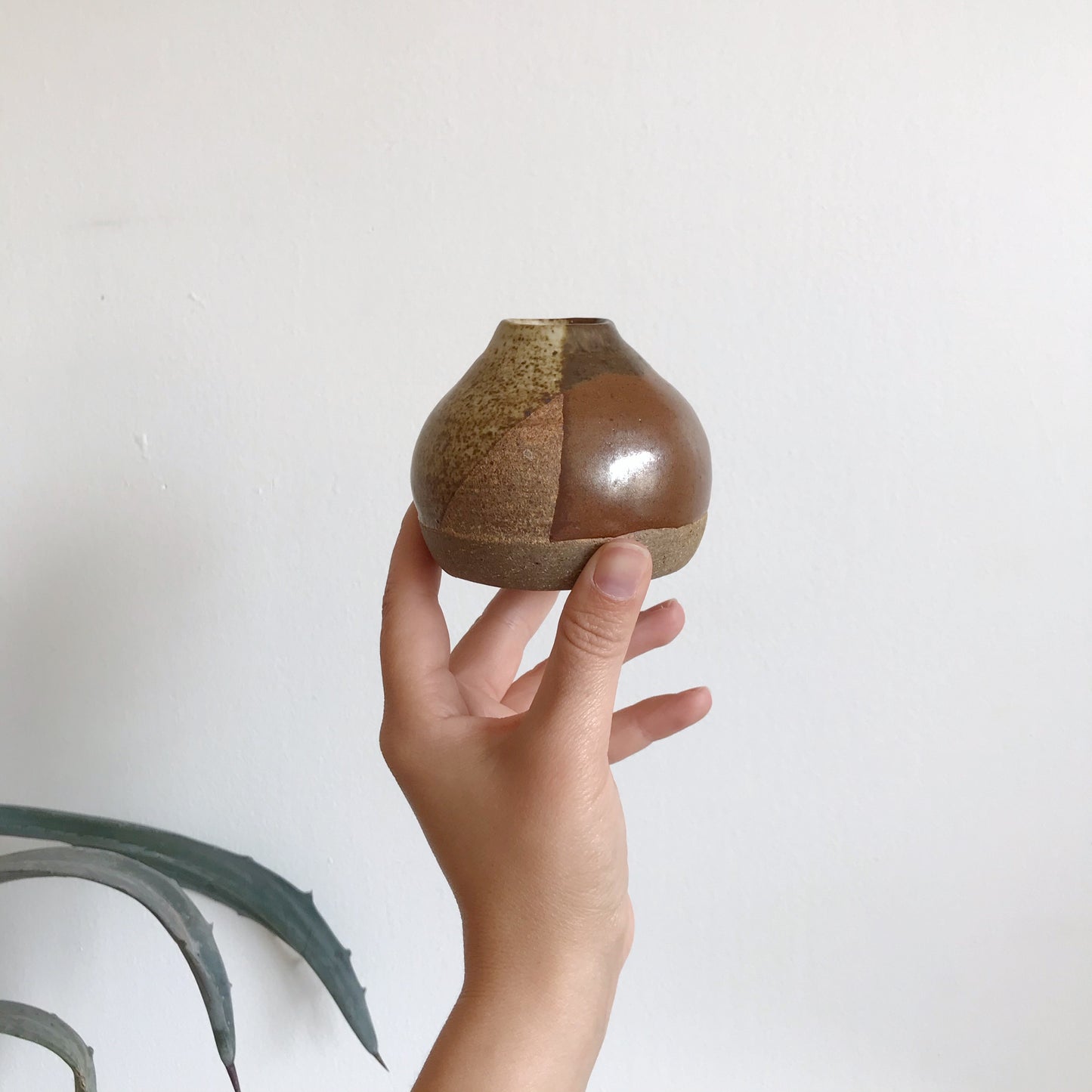 Small Dipped Stoneware Vase, Browns