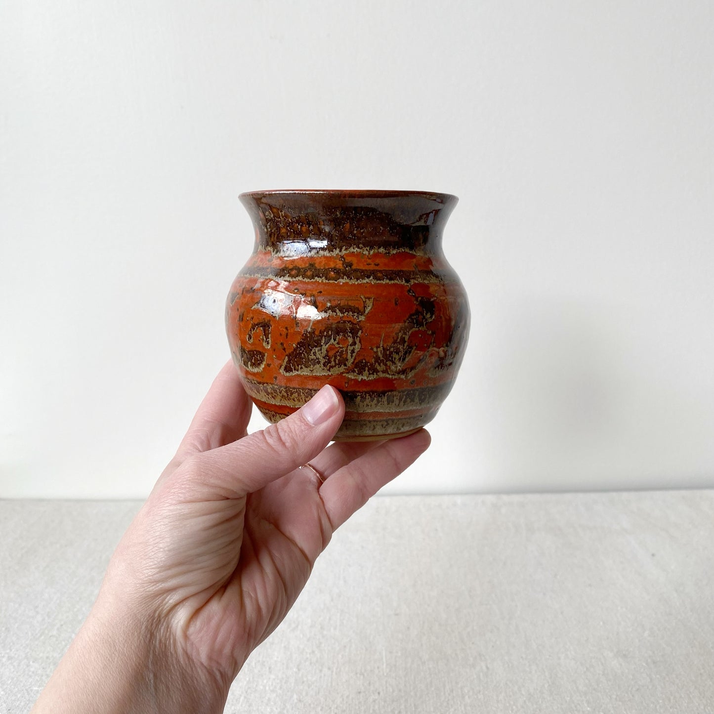 Vintage Rust + Brown Pottery Vase