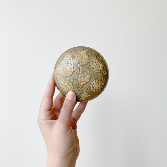 Vintage Enamelled Brass Container