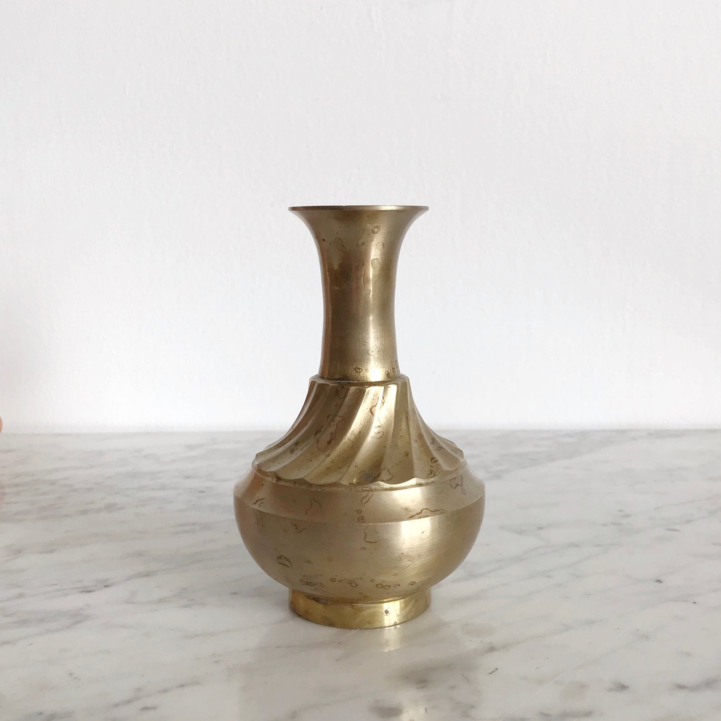 Vintage Brass Vase with Swirls