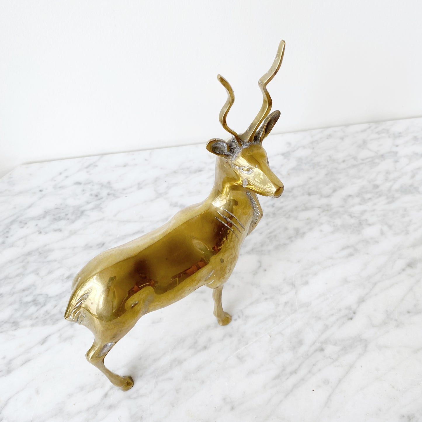Large Vintage Brass Antelope, 9.75”