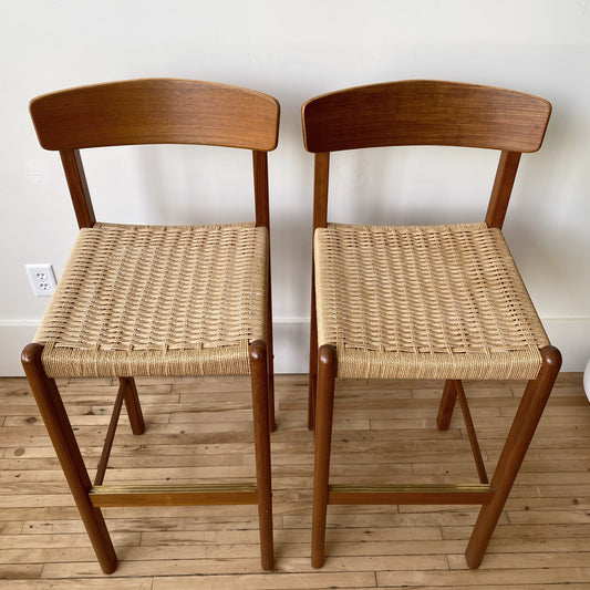 Pair of Vintage MCM Teak Barstools