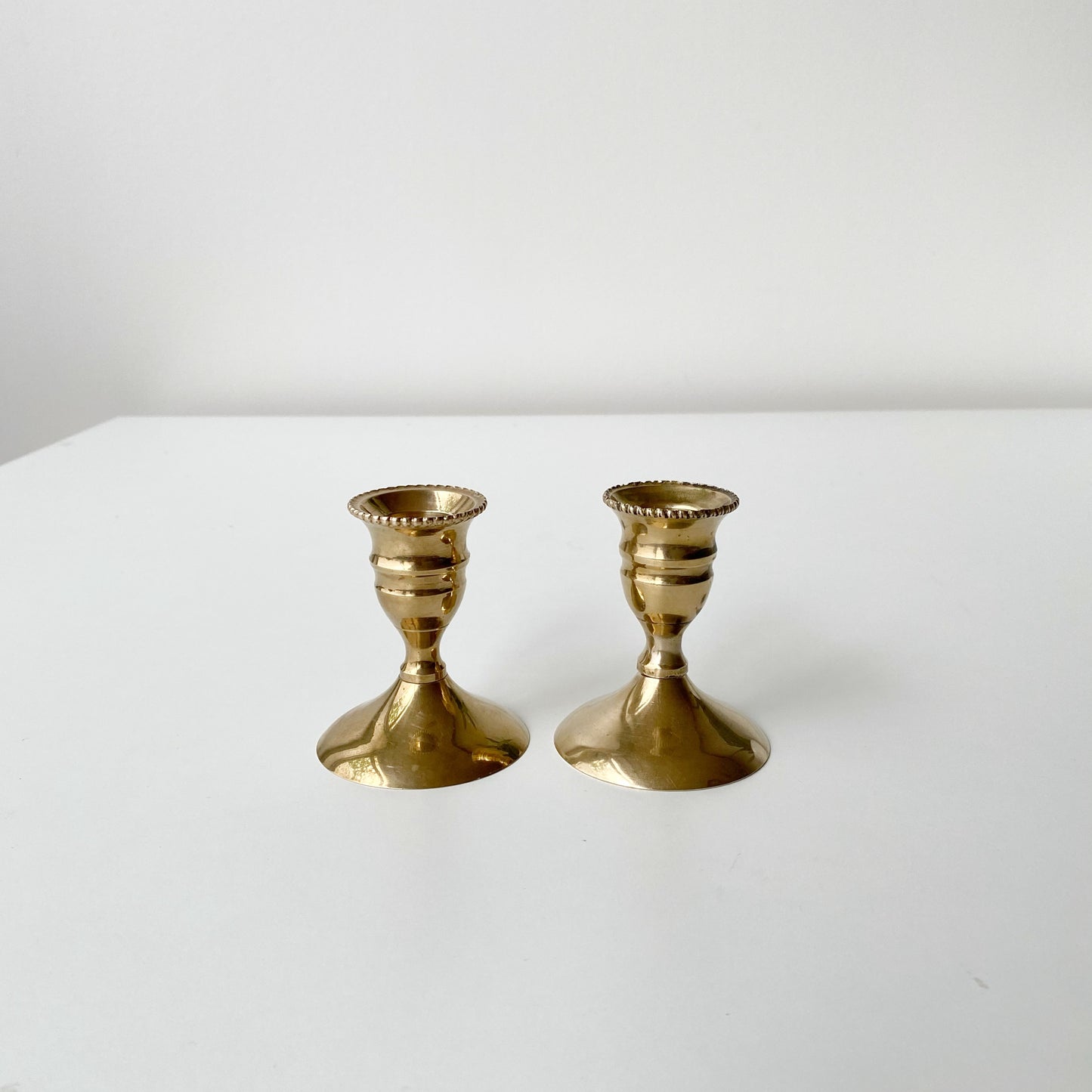 Pair of Vintage Solid Brass Candle Holders