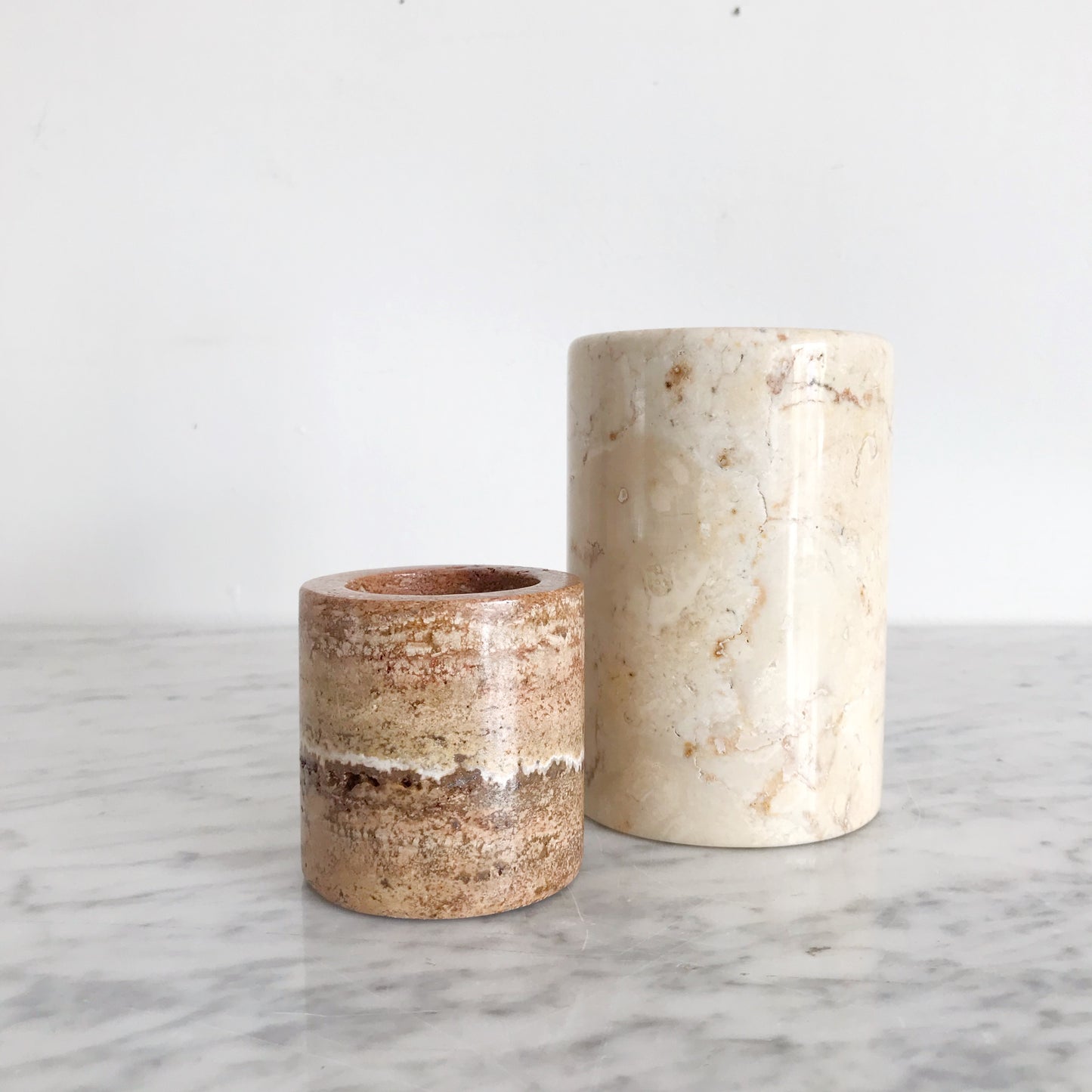 Natural Brown Marble Candle Holder