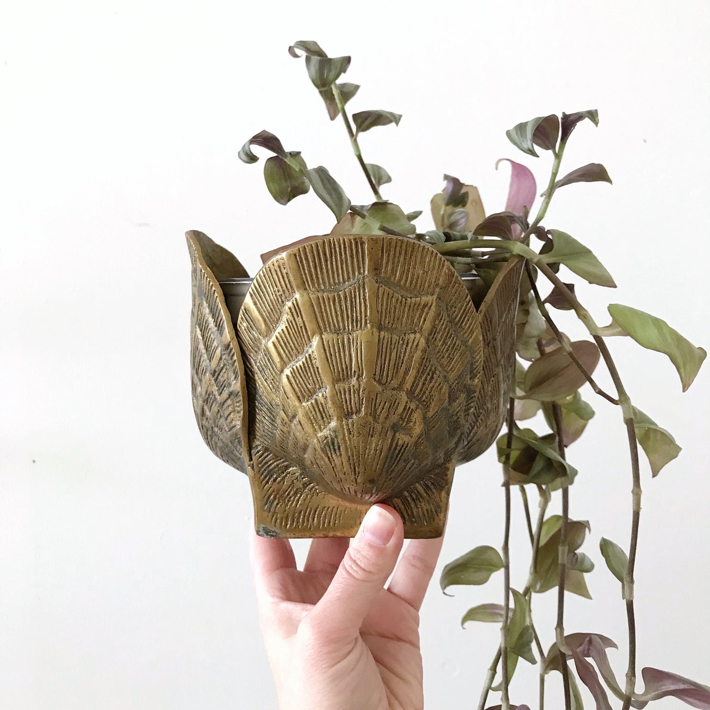 Vintage Brass Seashell Planter