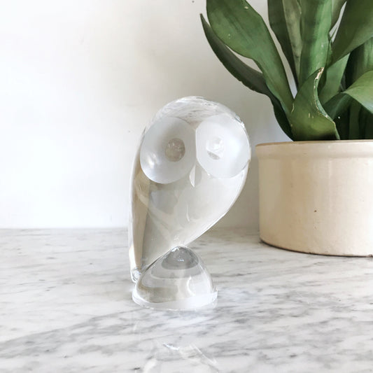 Vintage Handblown Glass Owl Sculpture, 5.5”