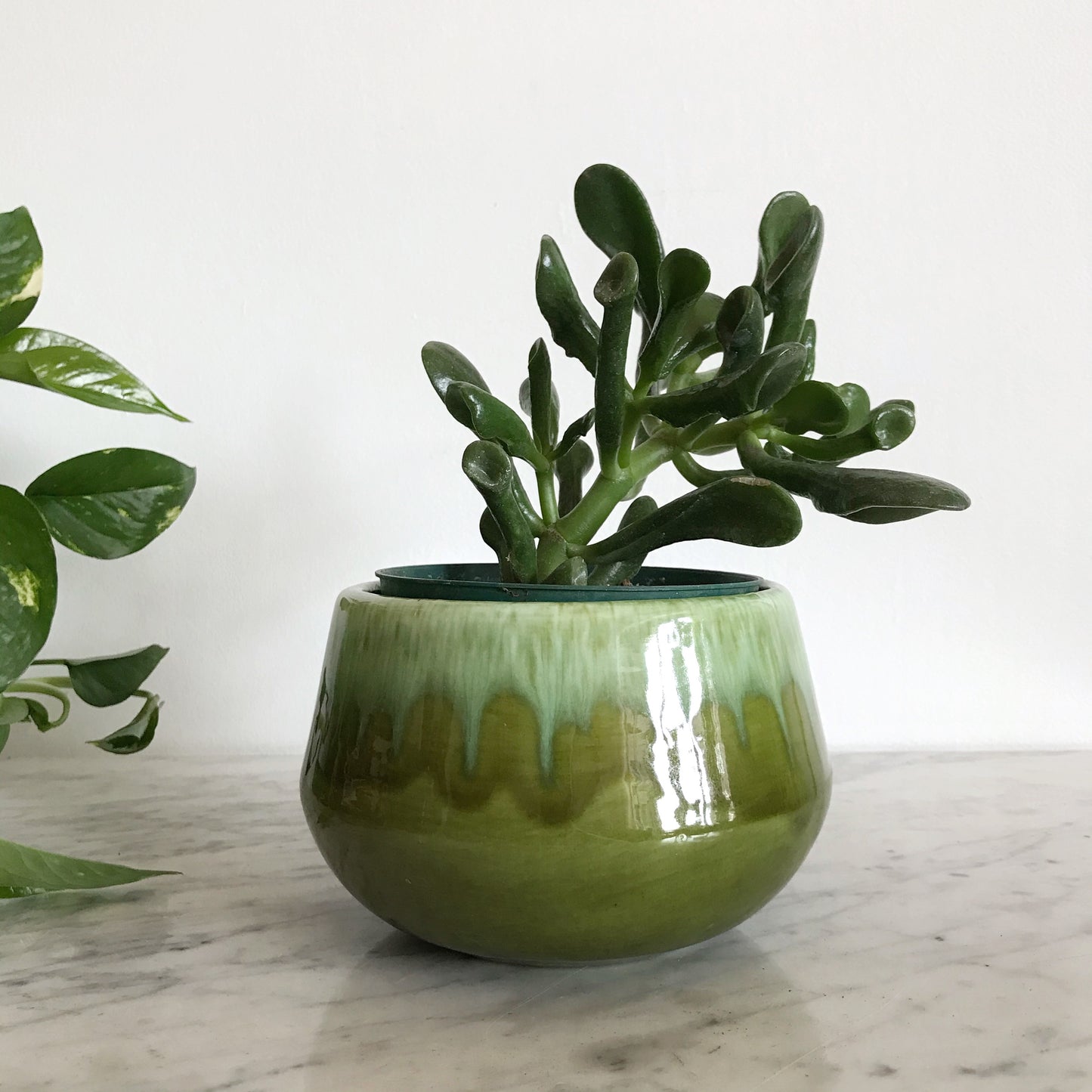 Vintage Green Ceramic Planter