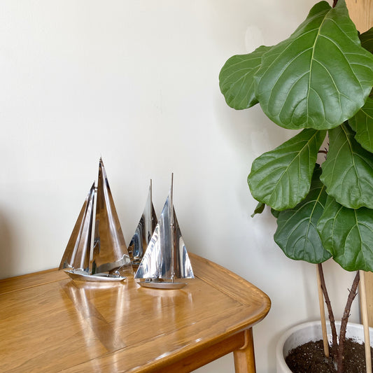 Set of 3 Vintage Steel Sailboats
