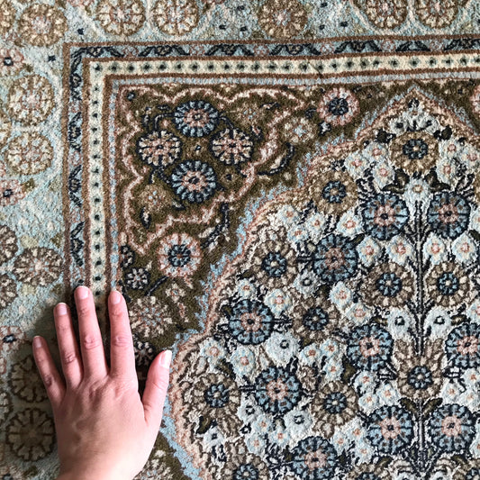 Vintage Handmade Kashmir Rug, Inlay Silk (3x5)