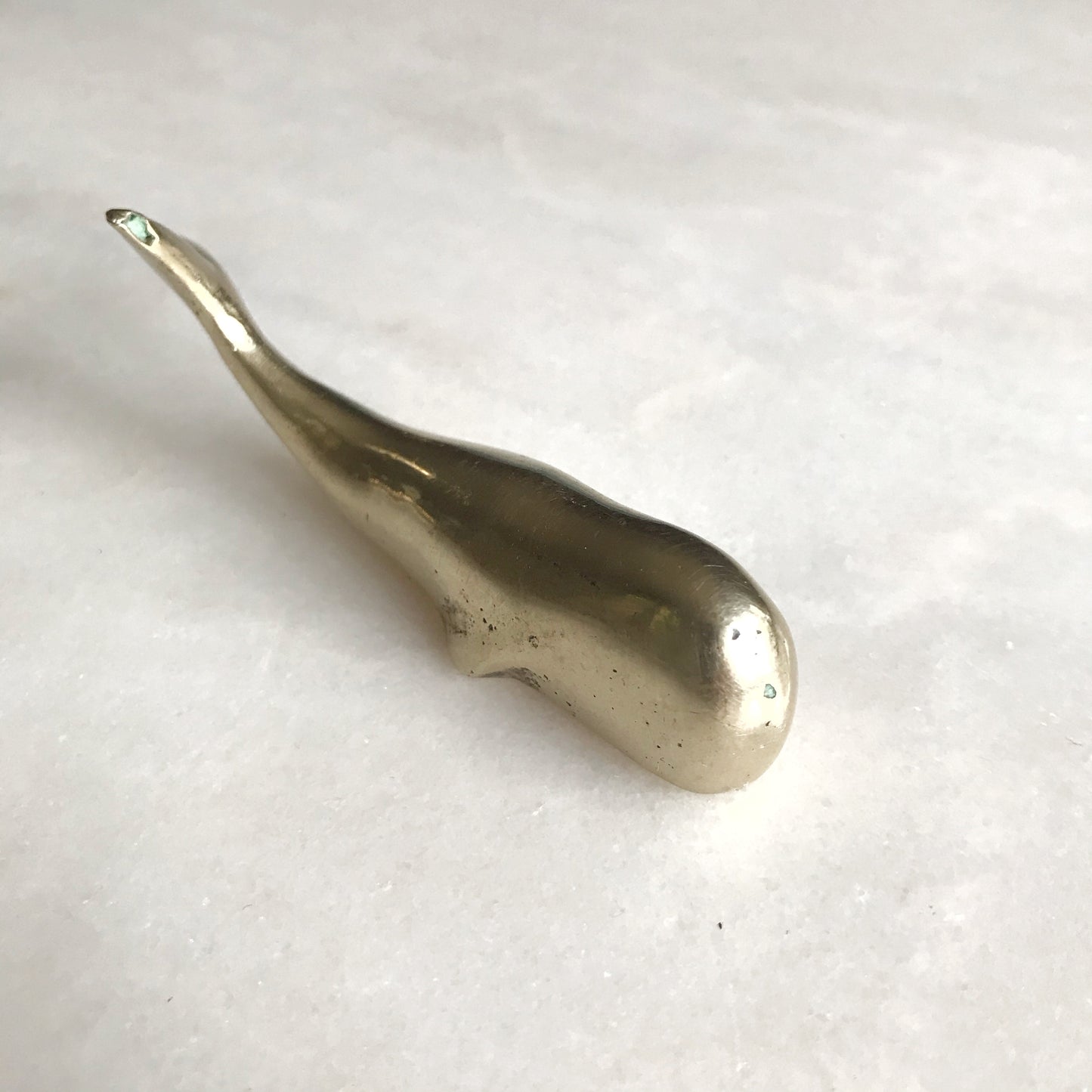 Petite Vintage Solid Brass Whale