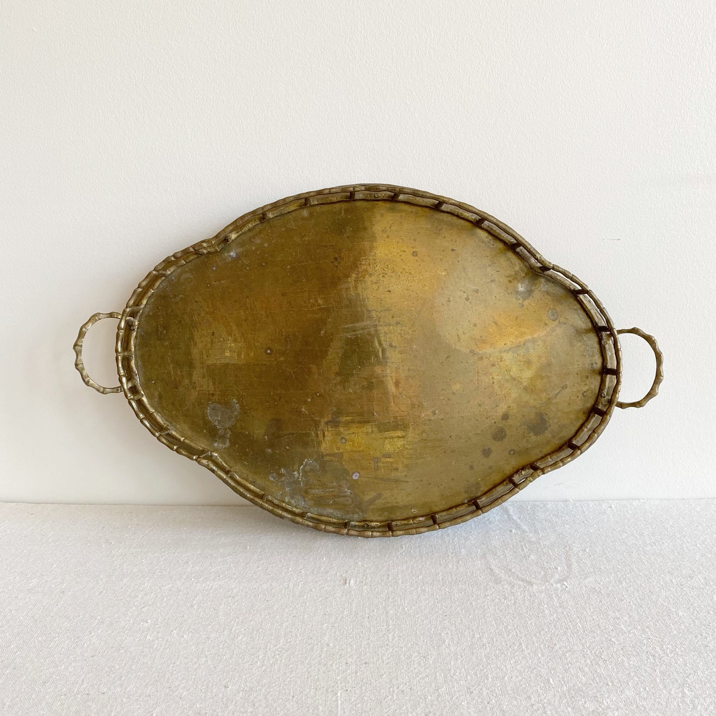 Vintage Brass Tray with Rail