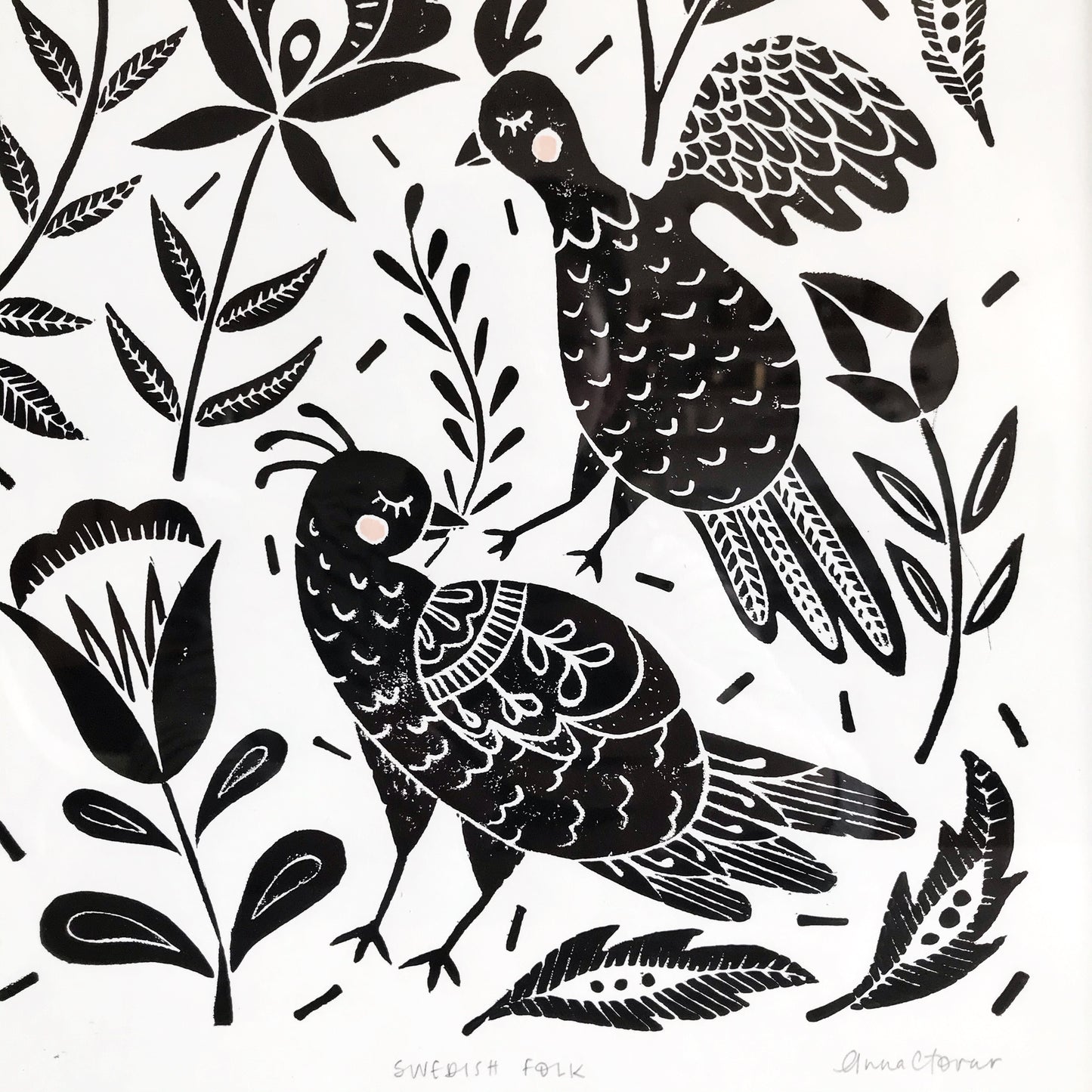 Anna Tovar Linocut Print, "Swedish Folk" (11 x 14)