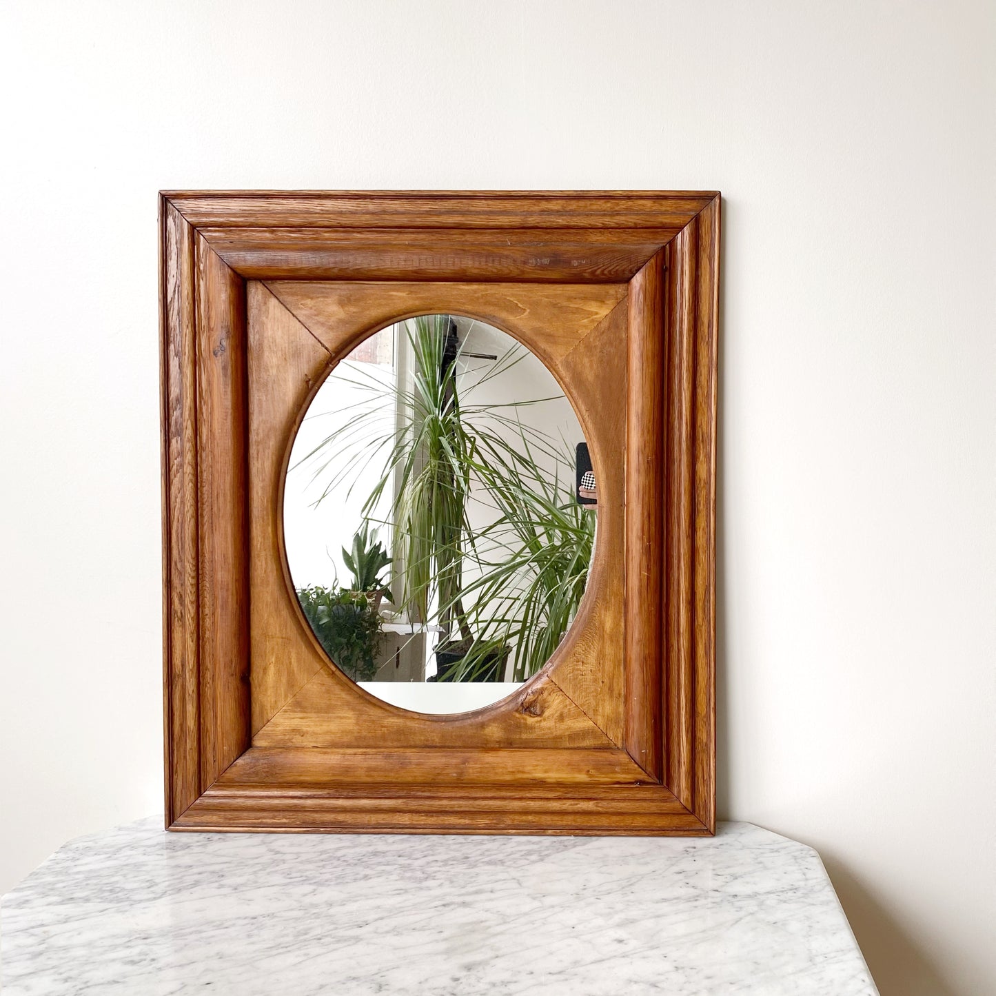 Large Antique Wood Framed Mirror (26.5” x 30.5”)