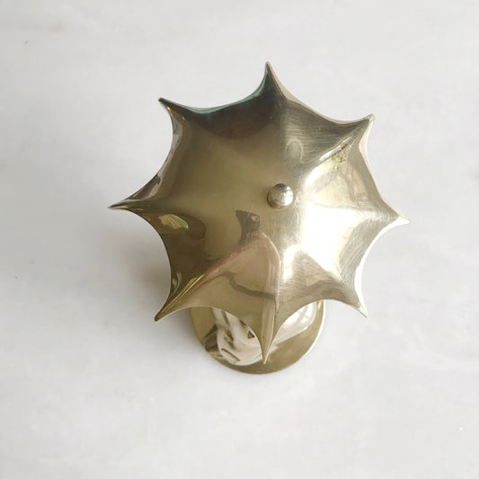Vintage Brass Frog with Umbrella