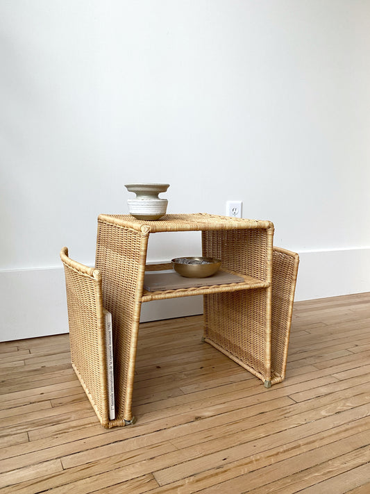 Petite Wicker End Table / Magazine Storage
