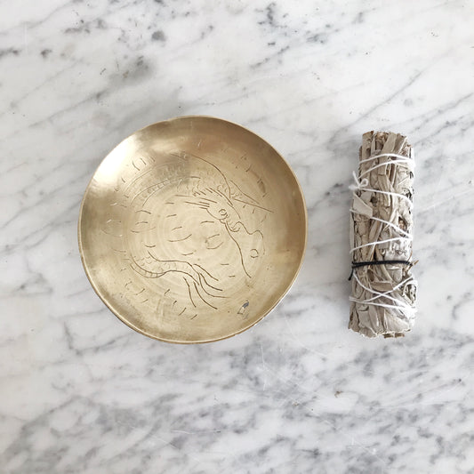 Vintage Etched Brass Dragon Dish