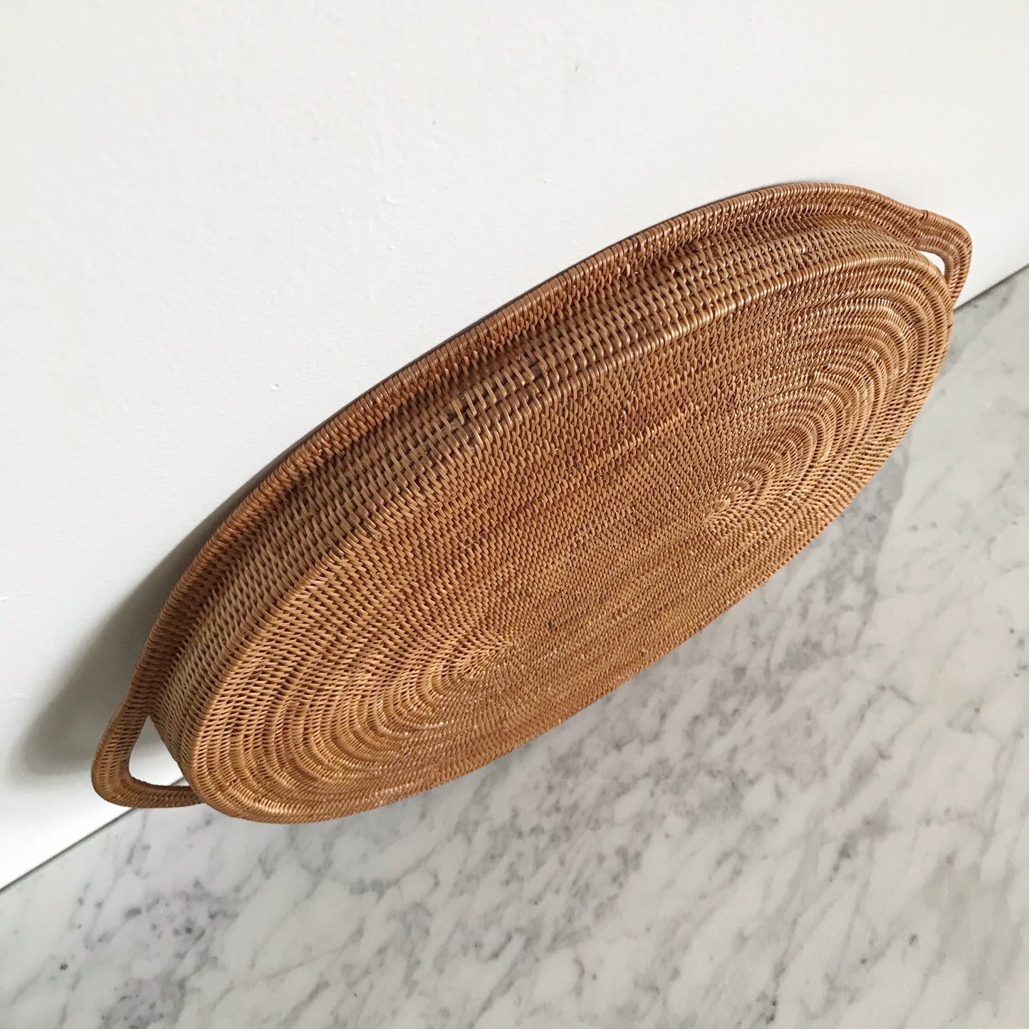 Vintage Woven Oval Tray with Handles