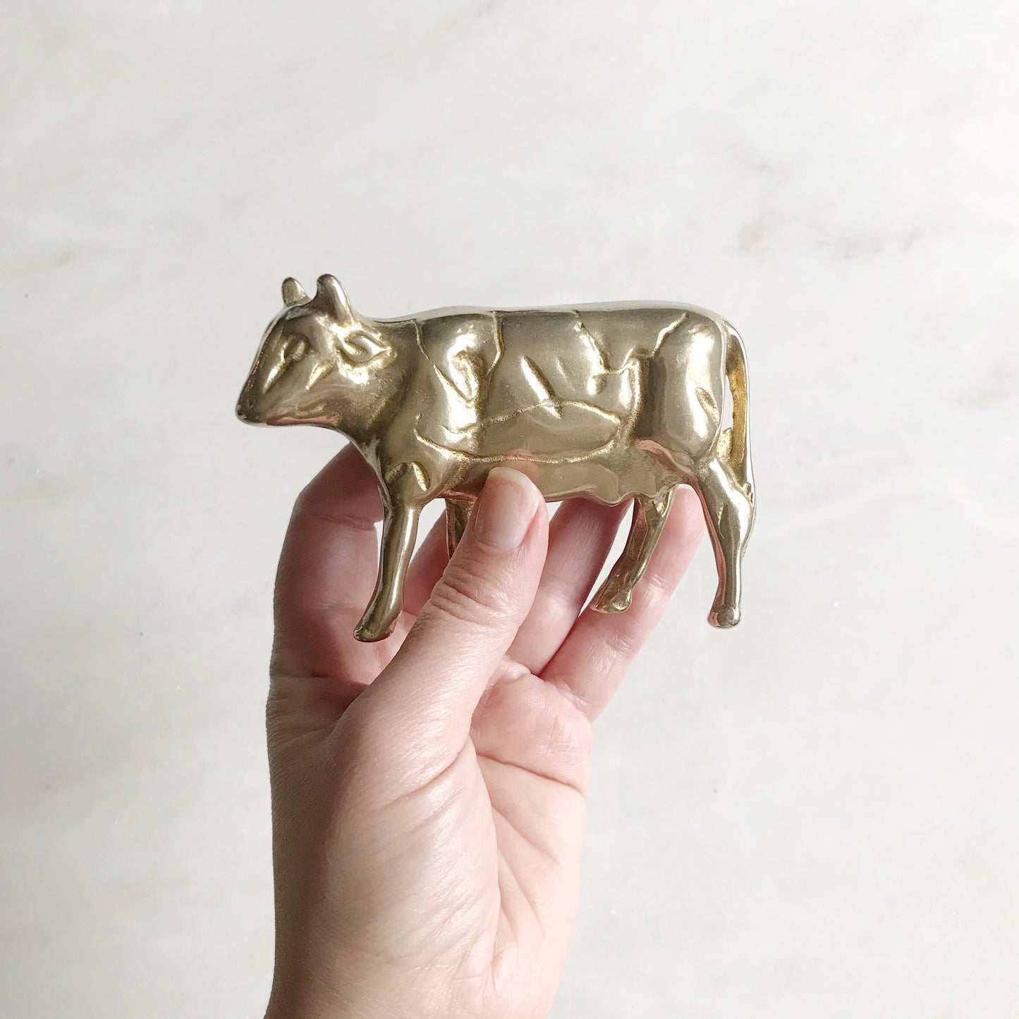 Vintage Brass Cow Figure