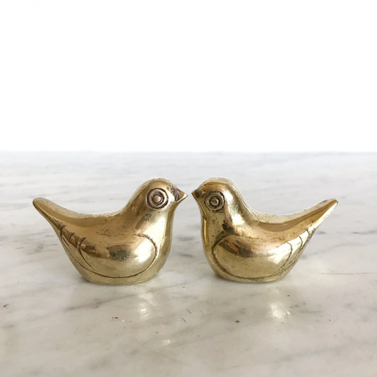 Pair of Vintage Brass Love Birds