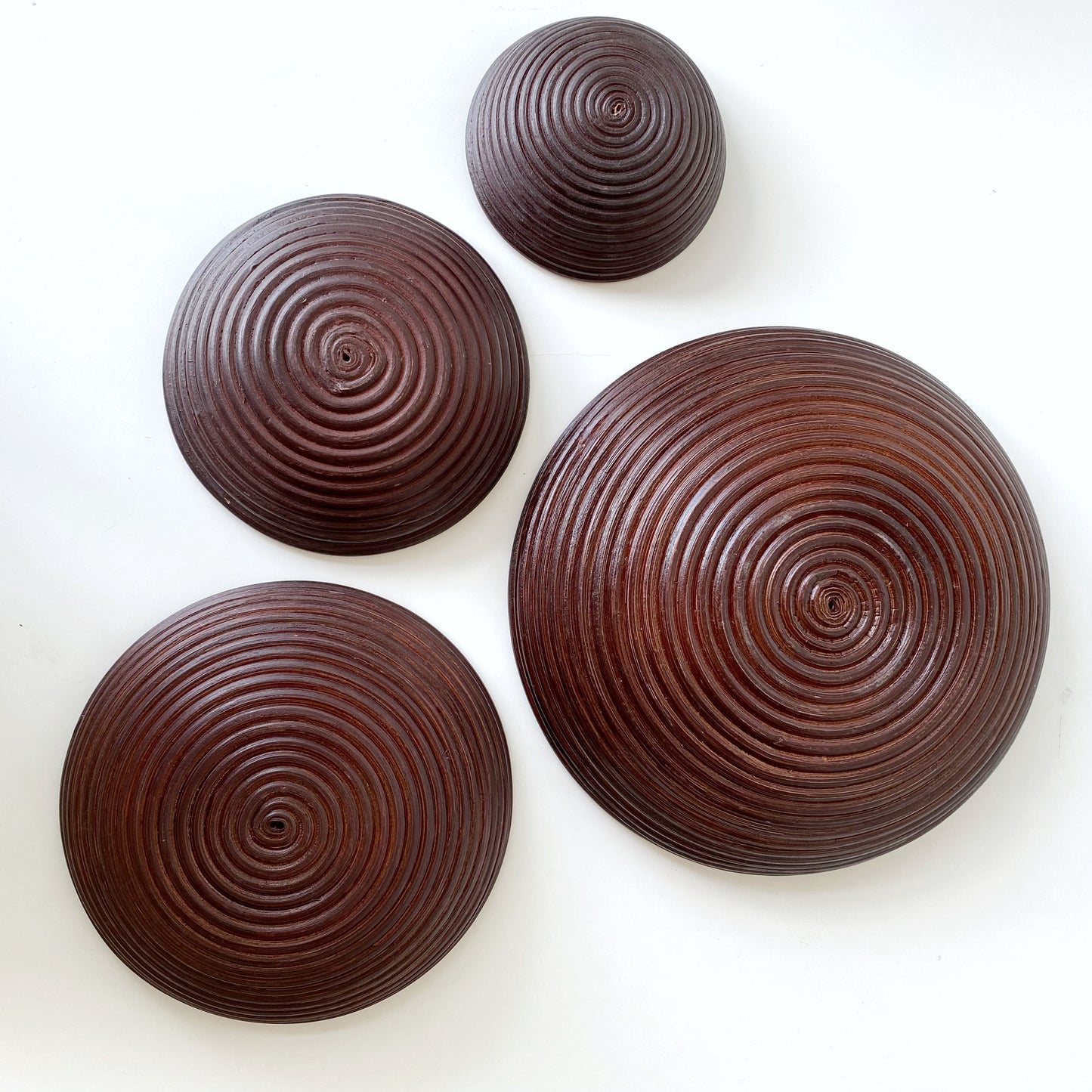 Set of Dark Rattan Coiled Nesting Bowls