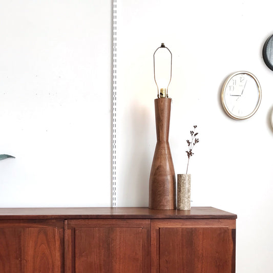 XL Vintage Mid-Century Turned Wood Lamp