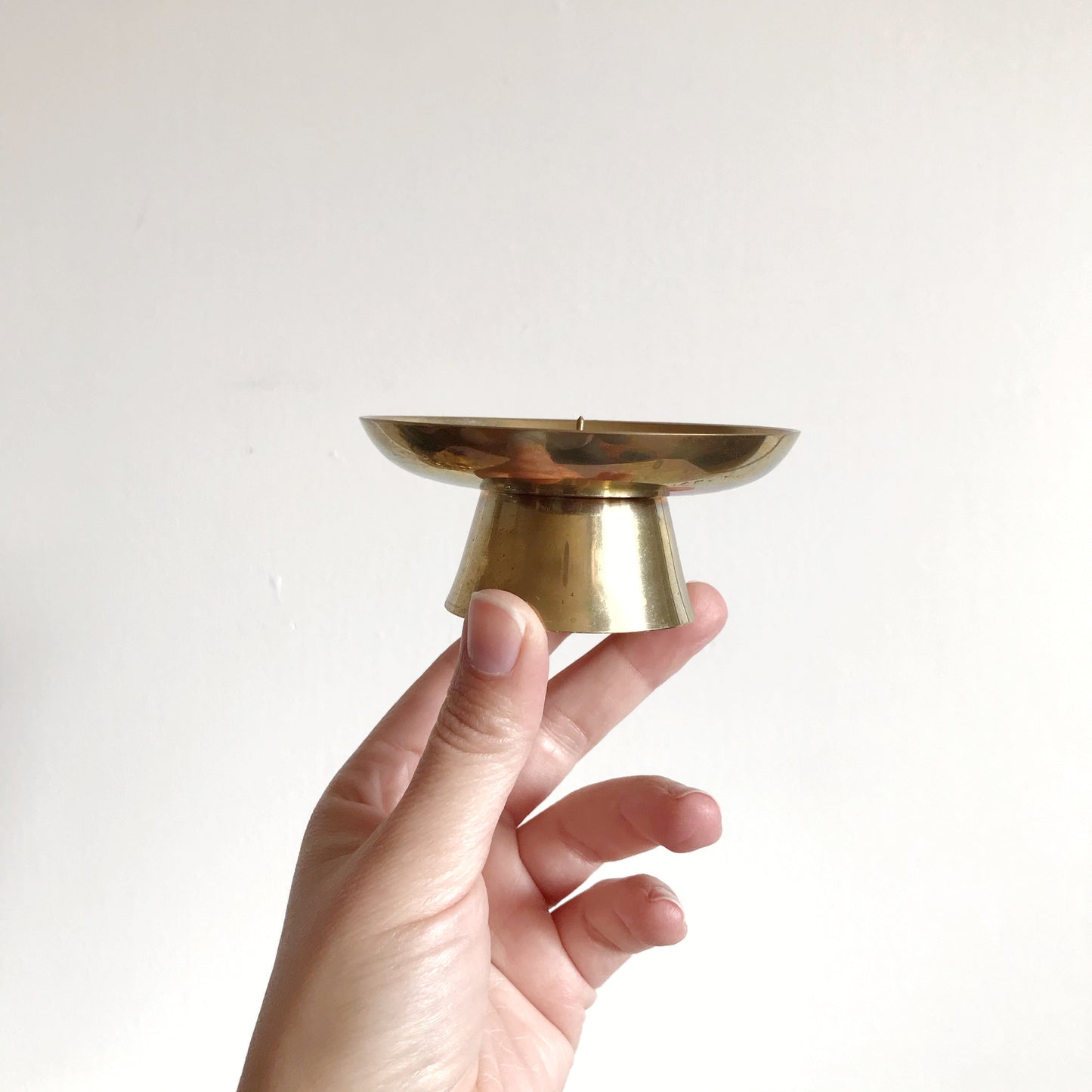 Simple Brass Pillar Candle Holder