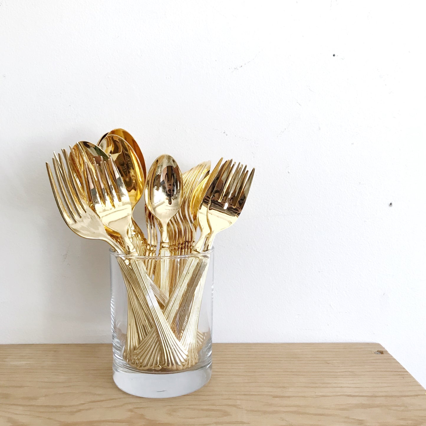 31-piece Set of Vintage Gold Flatware, Fan Pattern