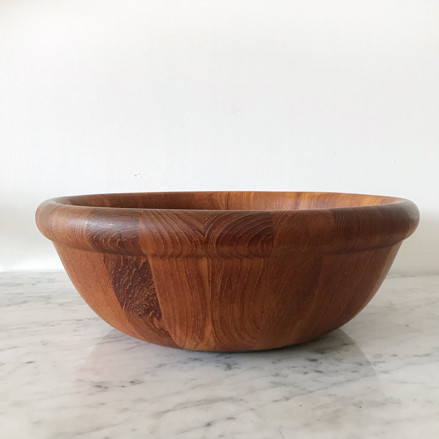 XL Vintage Turned Wood Serving Bowl