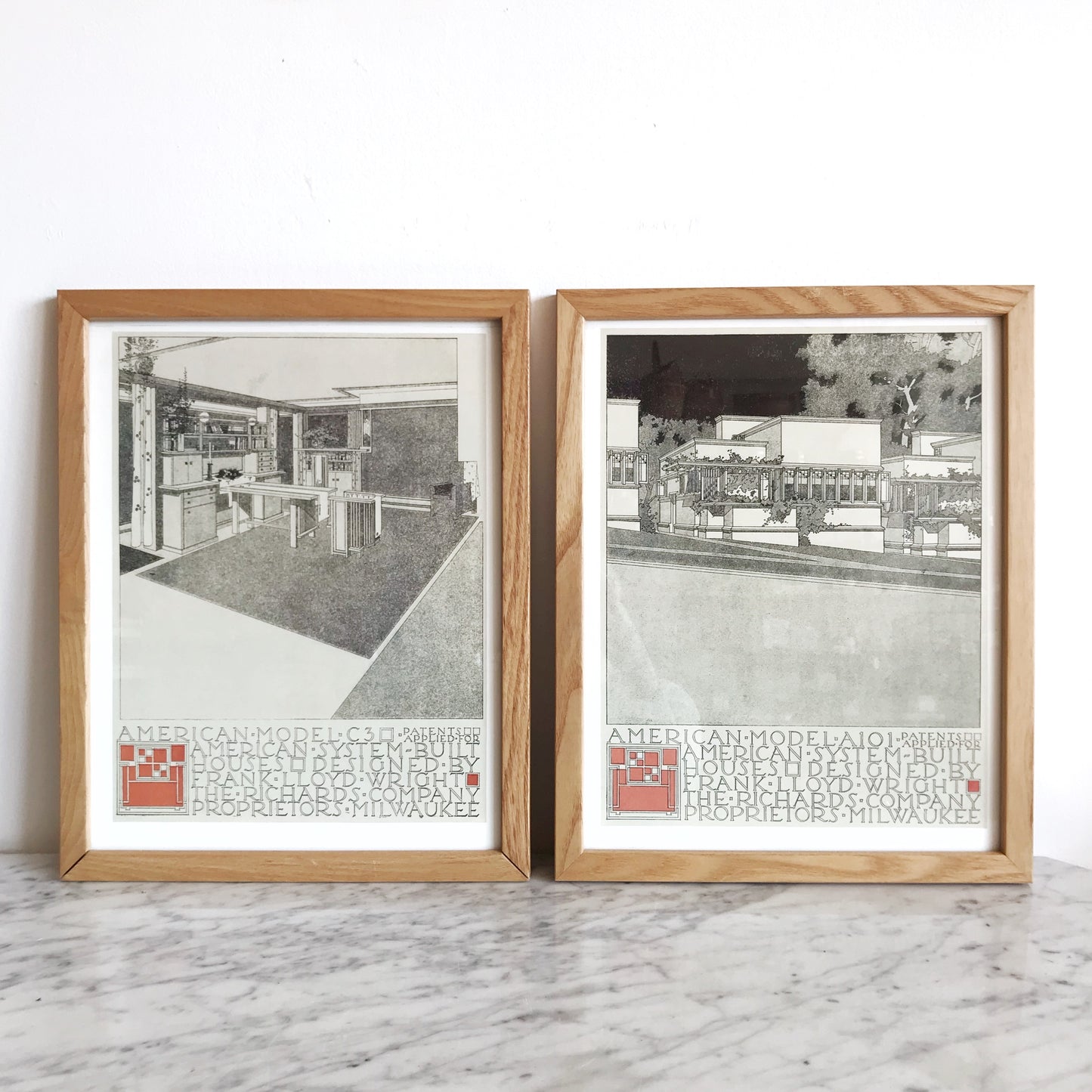 Pair of Frank Lloyd Wright Architectural Pictures