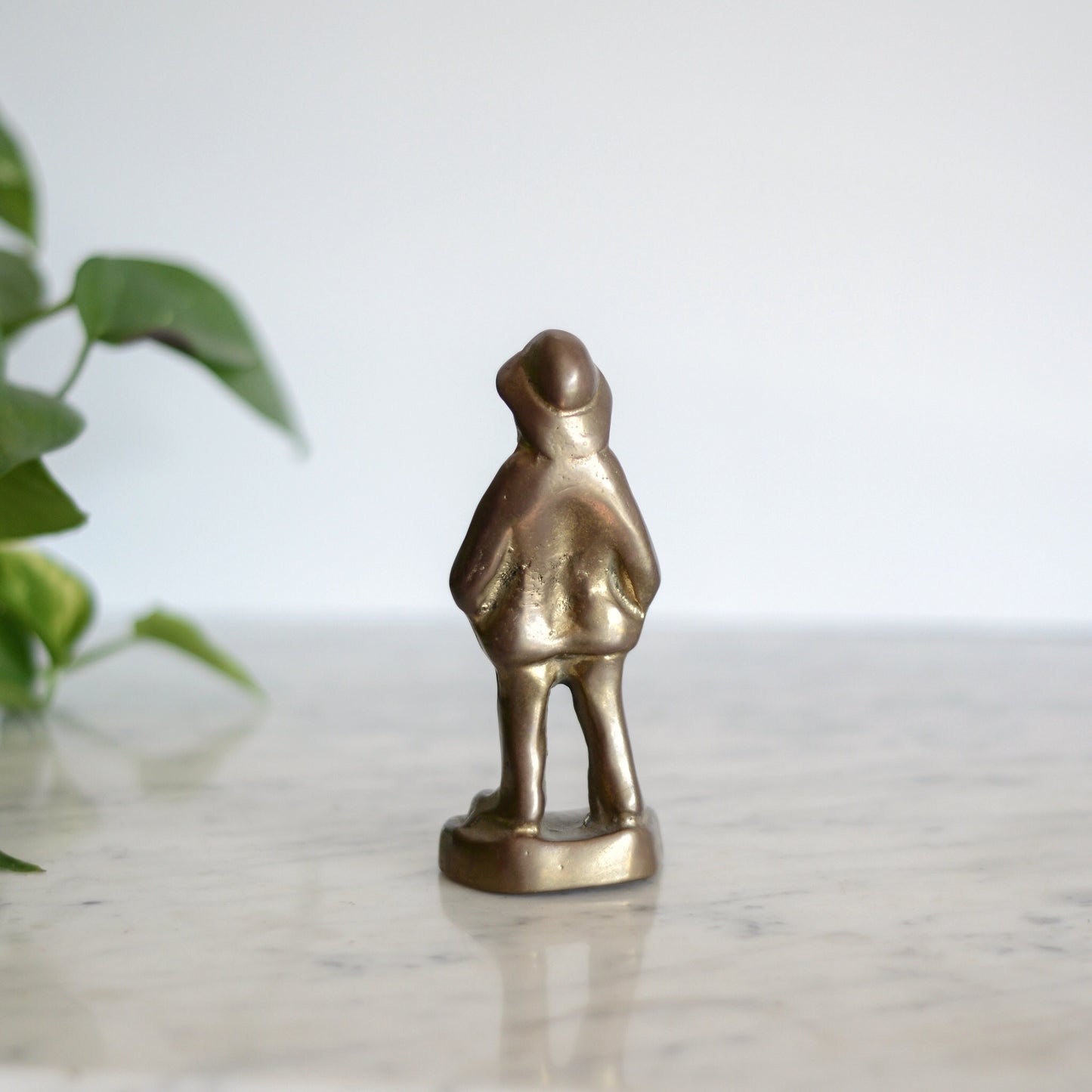 Vintage Solid Brass Fisherman Figure