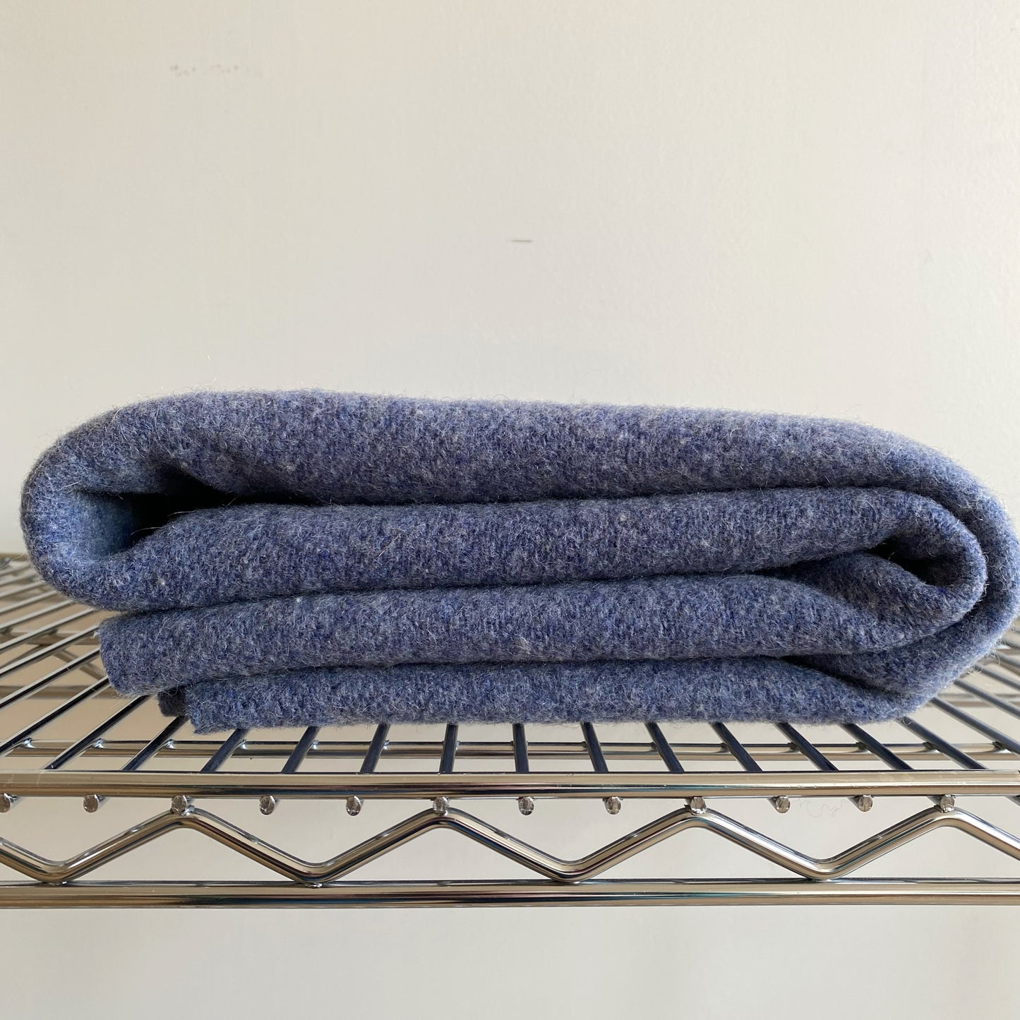 Vintage Blue Wool Lap Blanket (58" x 64")