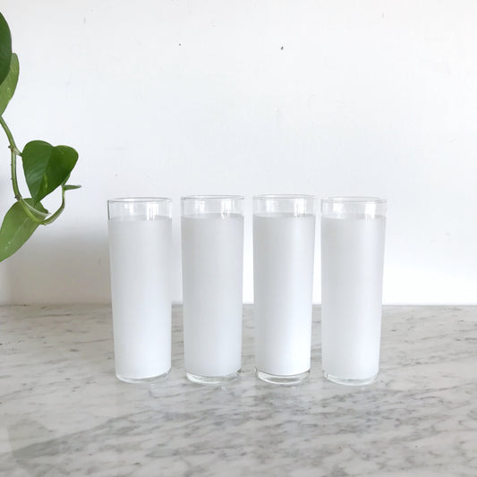 Set of 4 Vintage Frosted Tom Collins Glasses