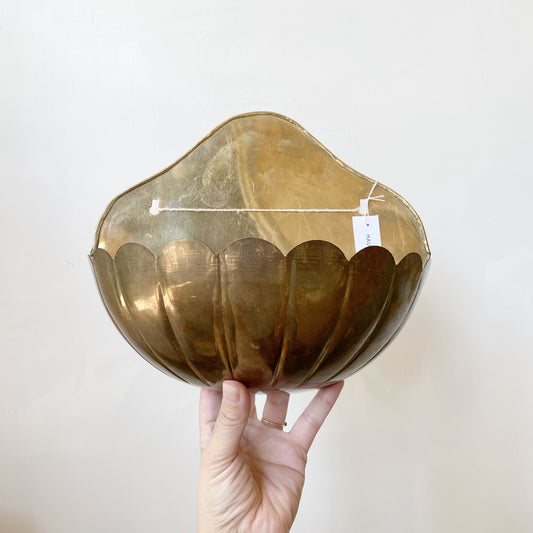Vintage Brass Scalloped Wall Pocket