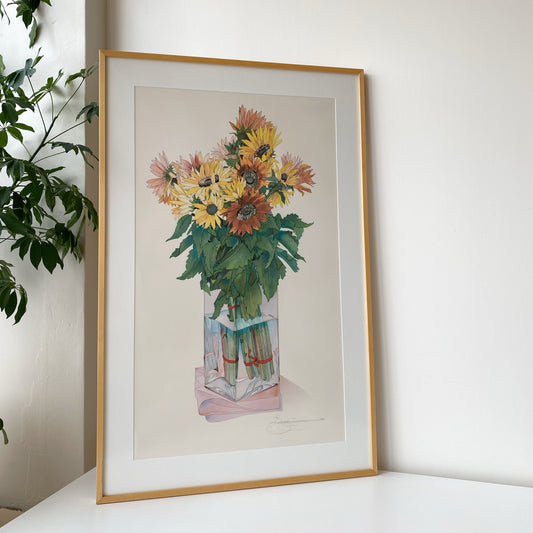 Oversized Original Sunflower Art Print, (28.25” x 43.75”)