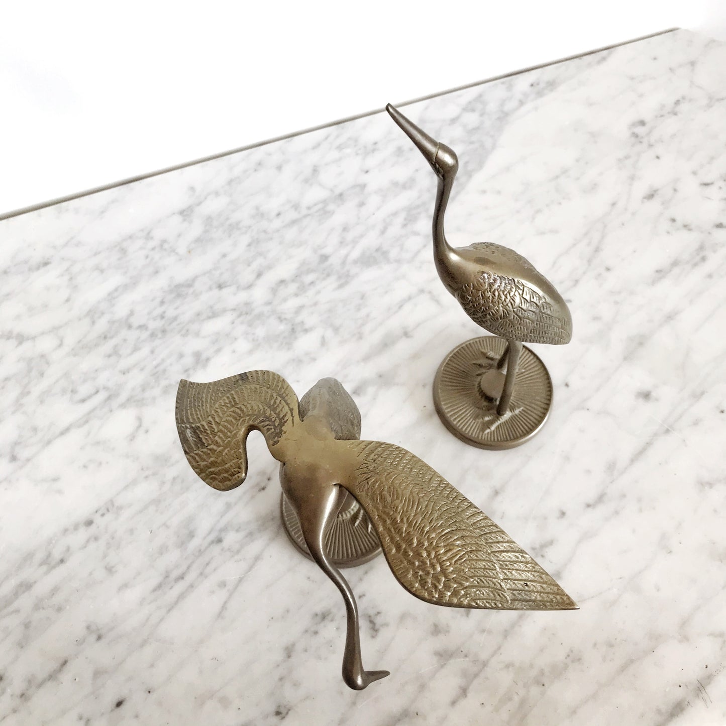 Pair of Vintage Brass Cranes