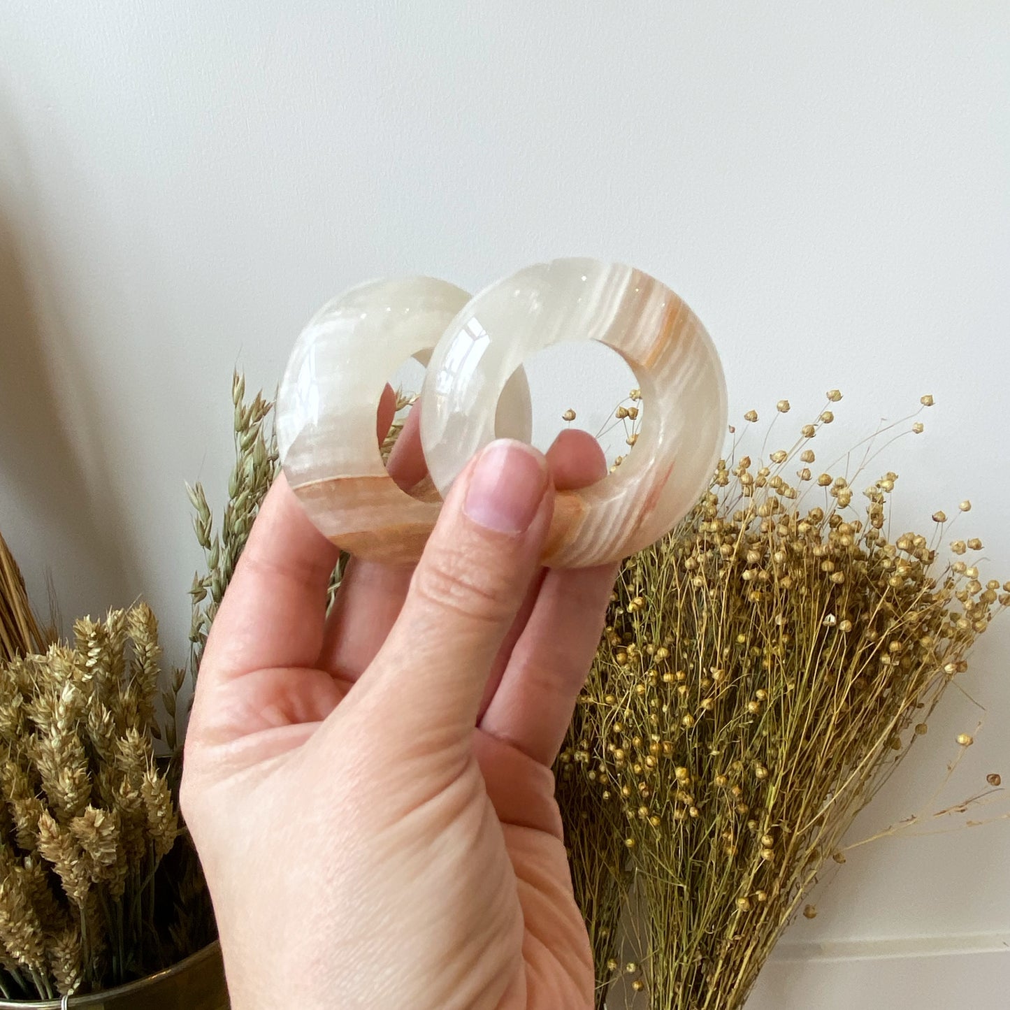 Pair of Vintage Onyx Marble Napkin Rings